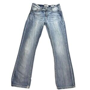 Daytrip Virgo Bootcut Jeans Denim Embellished Pockets Light Wash 29R Boho Denim